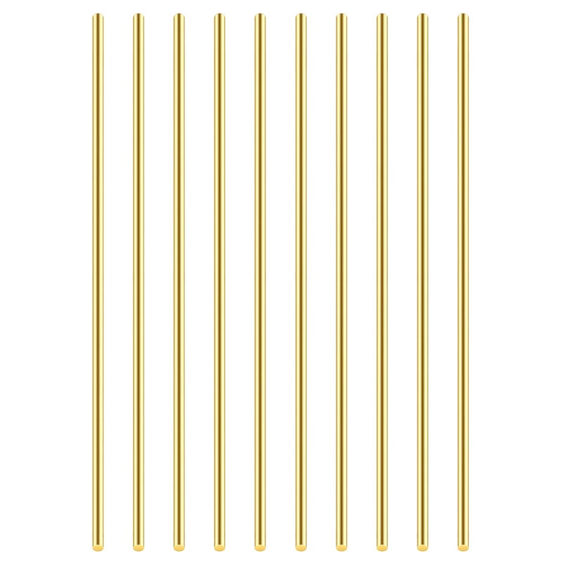 DYWISHKEY 10 Pieces 12 inches 1/8 inch Brass Rods, Brass Round Stock Lathe Bar Stock for DIY Craft Making, Handle Pin, Brass Rod 1/8 inch in Diameter, 12 inches in Length - Image 1